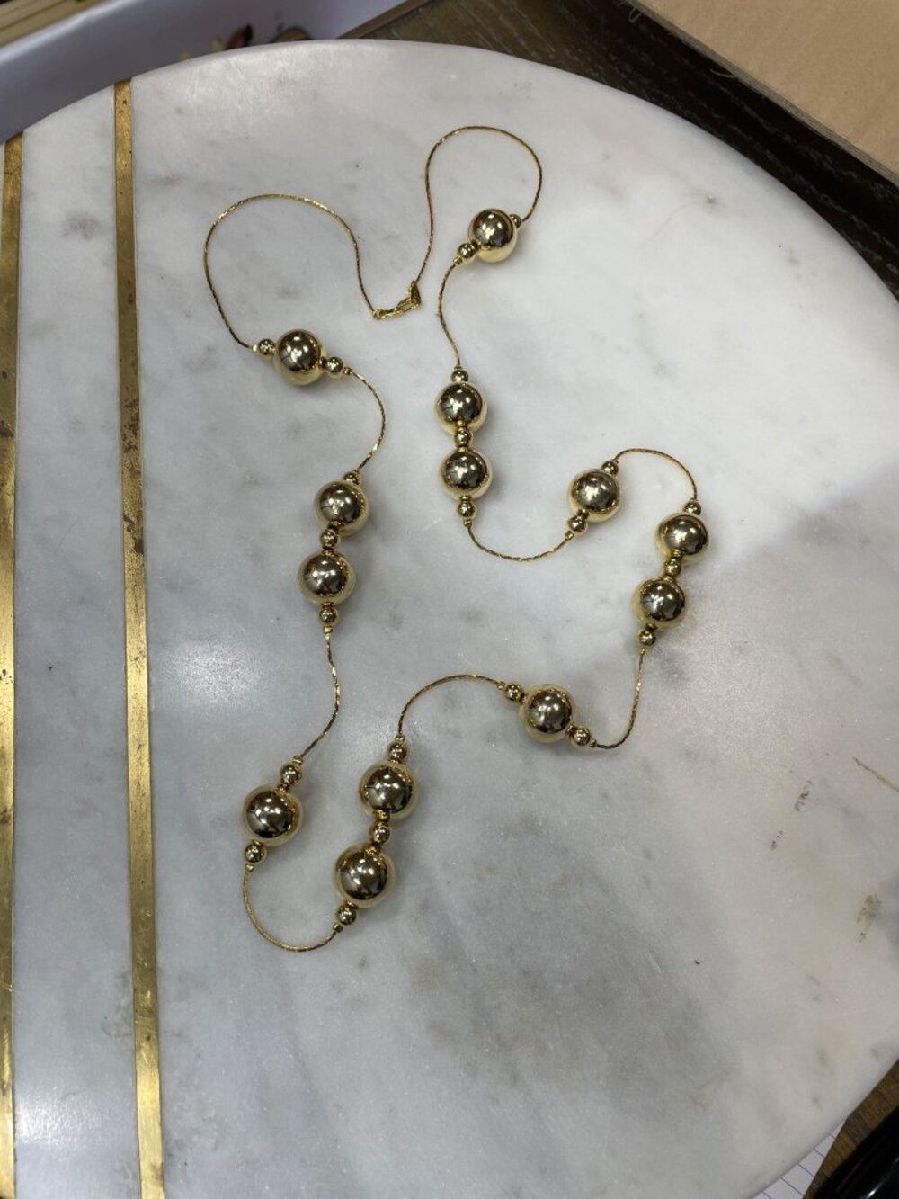 14 KGP gold plated wms beaded station long 17" chain statement necklace SKU 10-7